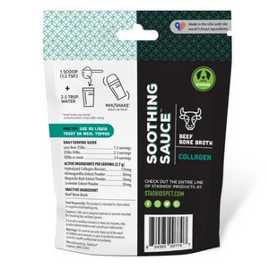 Stashios Soothing Sauce Collagen Beef Bone Broth Supplement for Dogs & Cats, 3-oz Bag - Mutts & Co.