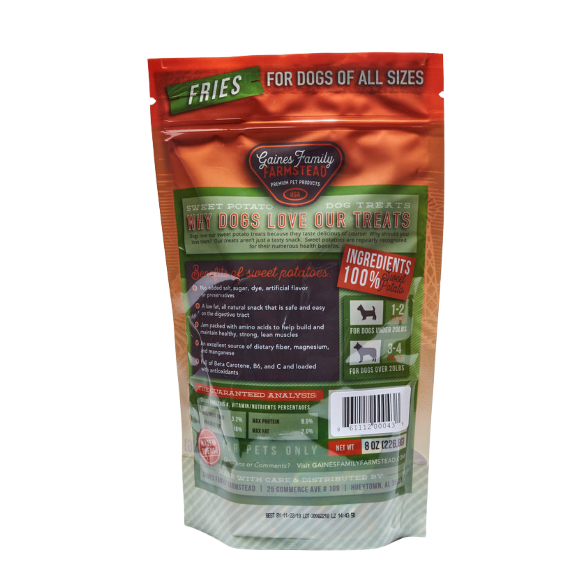 Gaines Family Farmstead Sweet Potato Fries Dog Treats - Mutts & Co.