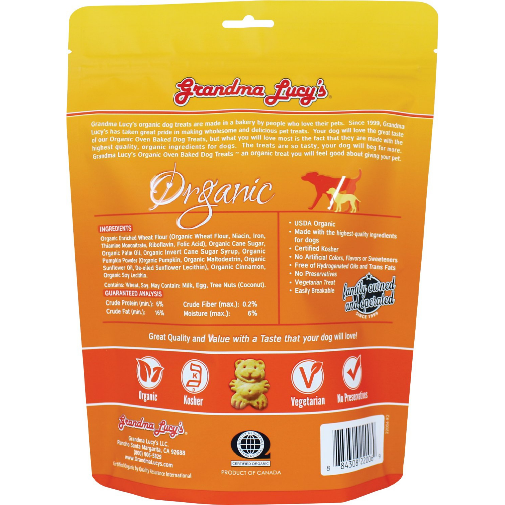 Grandma Lucy's Organic Pumpkin Oven Baked Dog Treats, 14-oz bag - Mutts & Co.