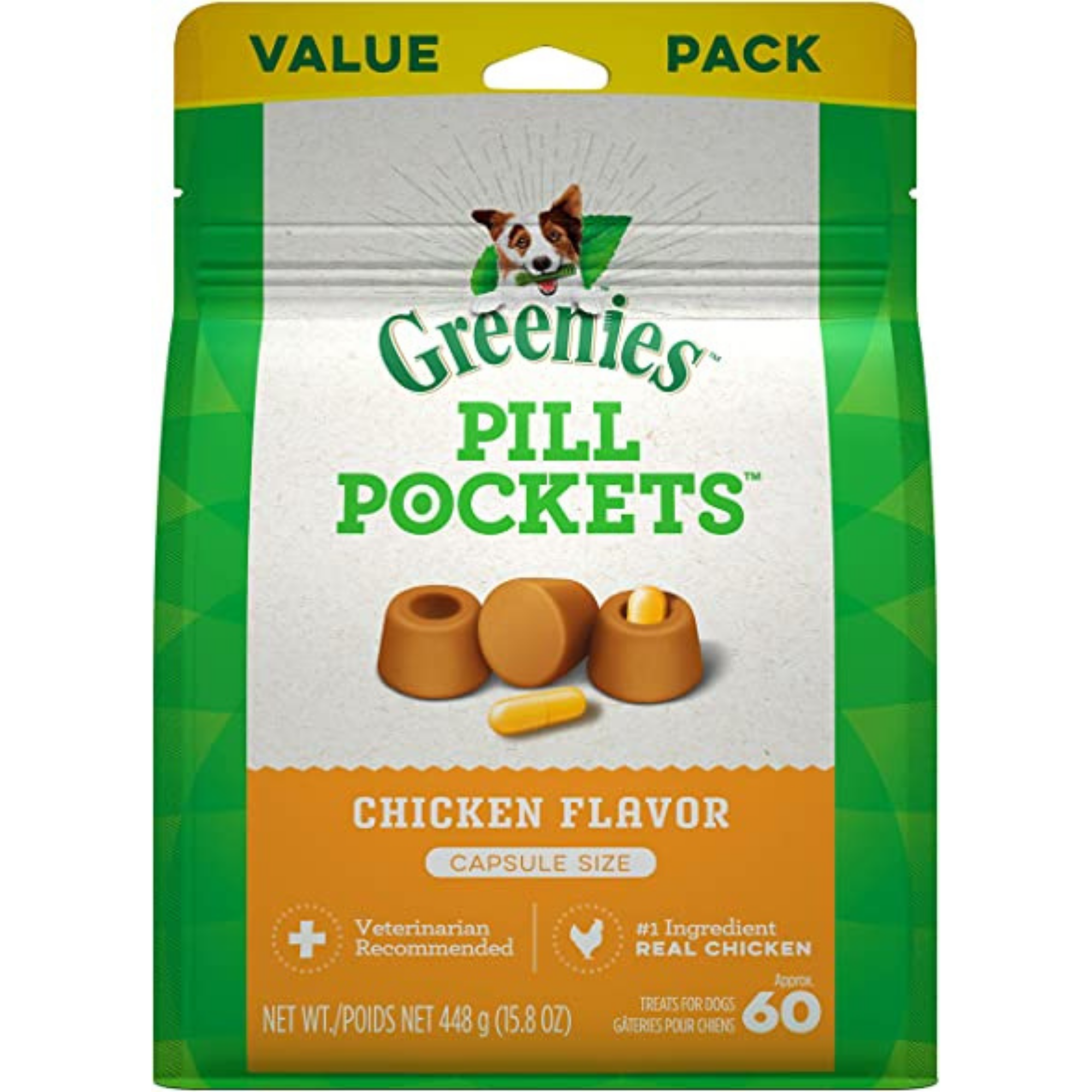 Greenies Pill Pockets Canine Chicken Flavor Dog Treats, 60 Capsules - Mutts & Co.