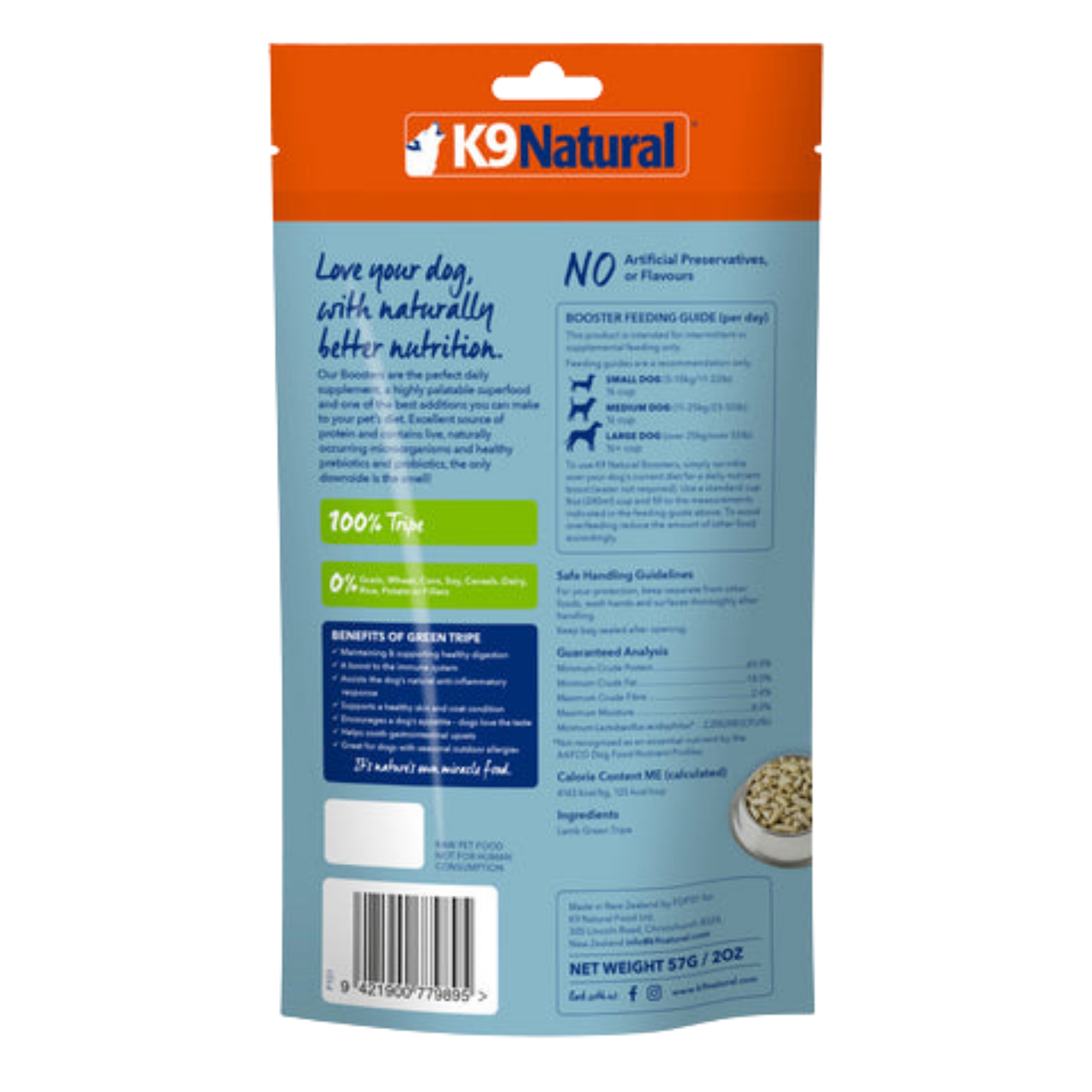 K9 Natural Dog Freeze-Dried Lamb Green Tripe Booster 2oz - Mutts & Co.