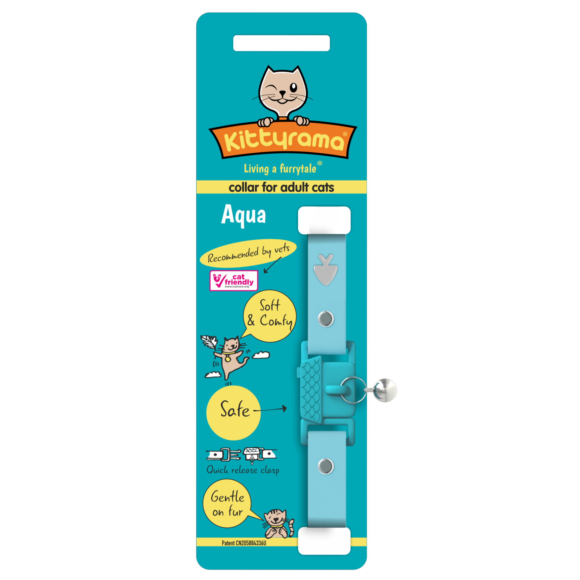 Kittyrama Vet & Cat Expert Approved Cat Collar Aqua - Mutts & Co.