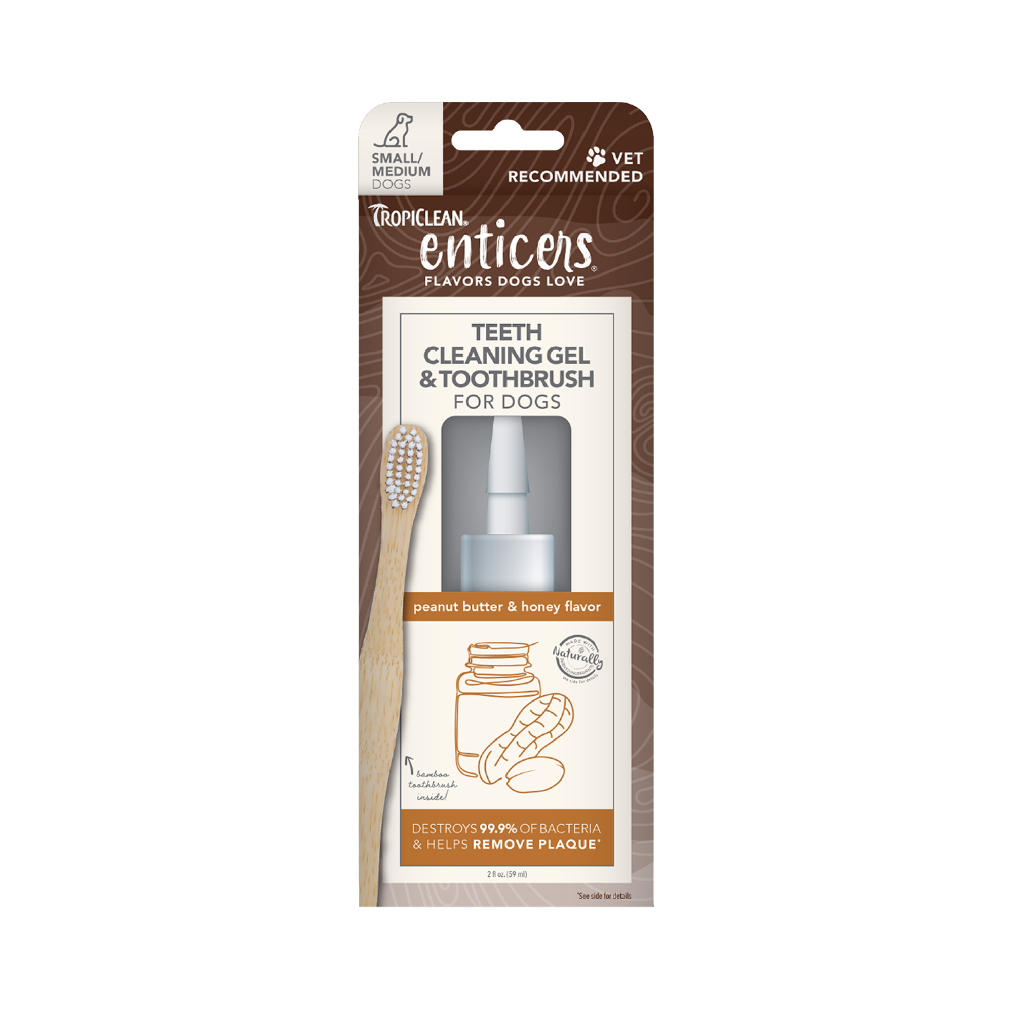 TropiClean Enticers Peanut Butter Teeth Cleaning Gel & Toothbrush for Dogs - Mutts & Co.