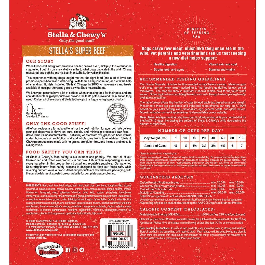 Stella & Chewy's Raw Frozen Stella's Super Beef Dinner Morsels Dog Food - Mutts & Co.
