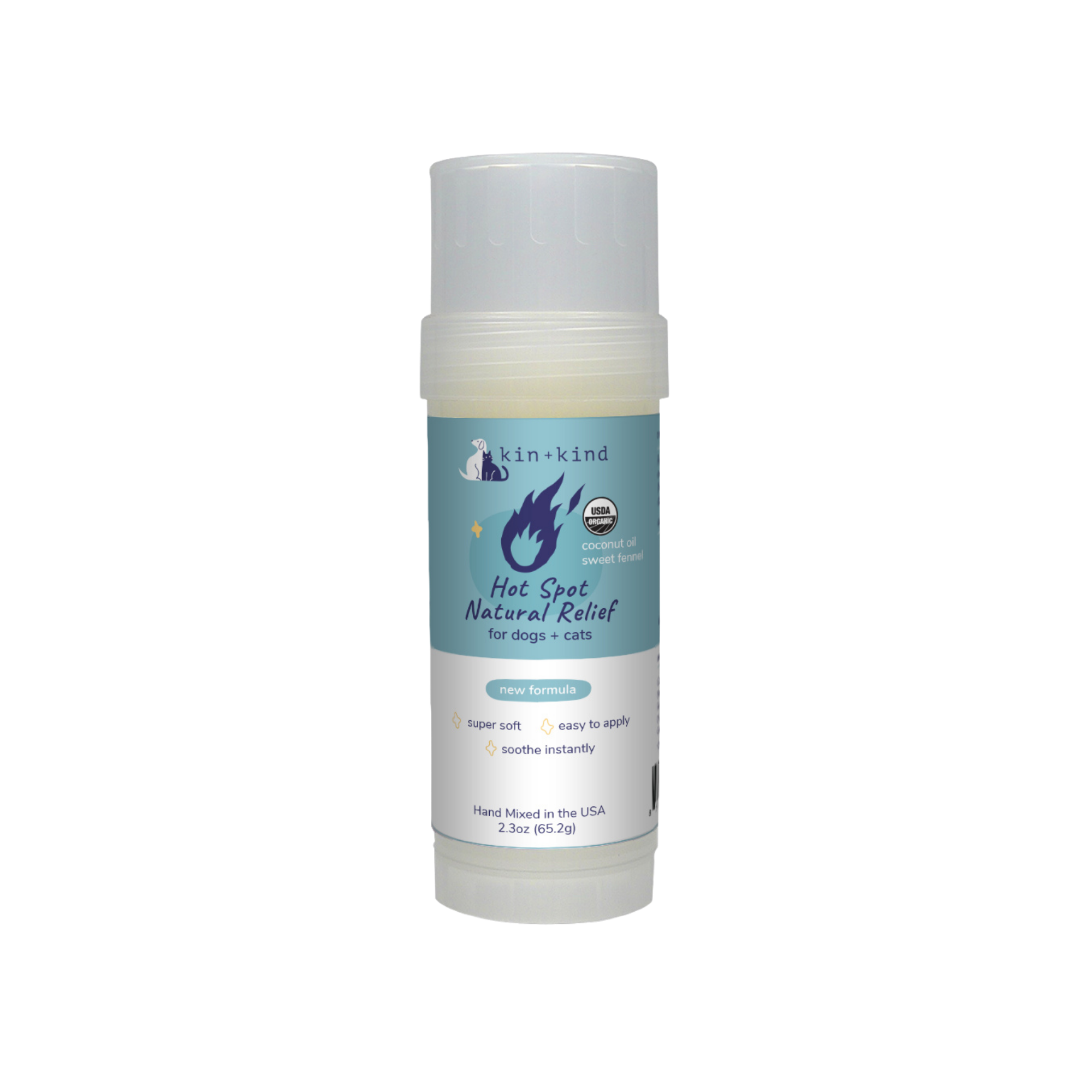 Kin+Kind Organic Hot Spot Relief Stick, 2.3 oz - Mutts & Co.