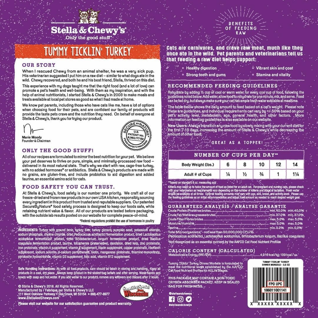 Stella & Chewy's Tummy Ticklin' Turkey Dinner Freeze-Dried Cat Food - Mutts & Co.